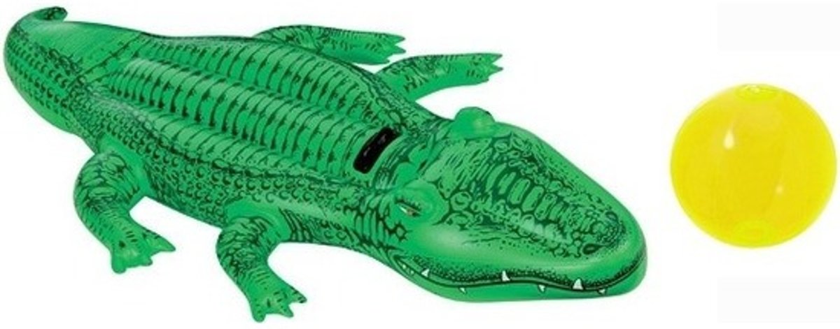   opblaasbare krokodil 175 cm met gratis strandbal - Buitenspeelgoed waterspeelgoed - Opblaasdieren ride-ons