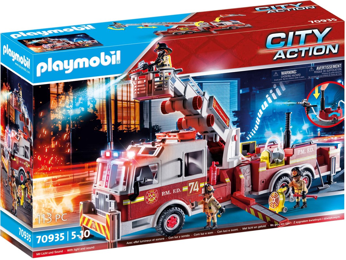   City Action Brandweerwagen: US Tower Ladder - 70935