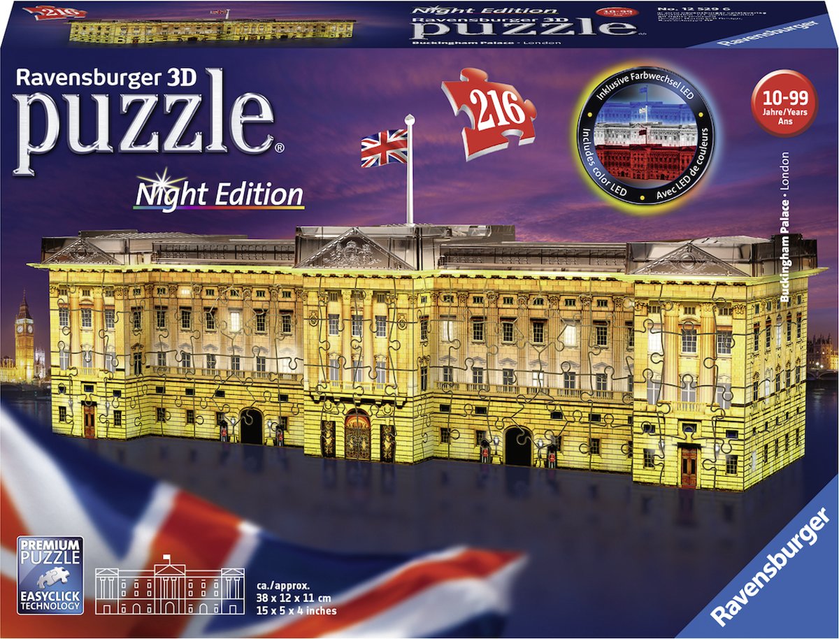   Buckingham Palace London by night - 3D puzzel gebouw - 216 stukjes