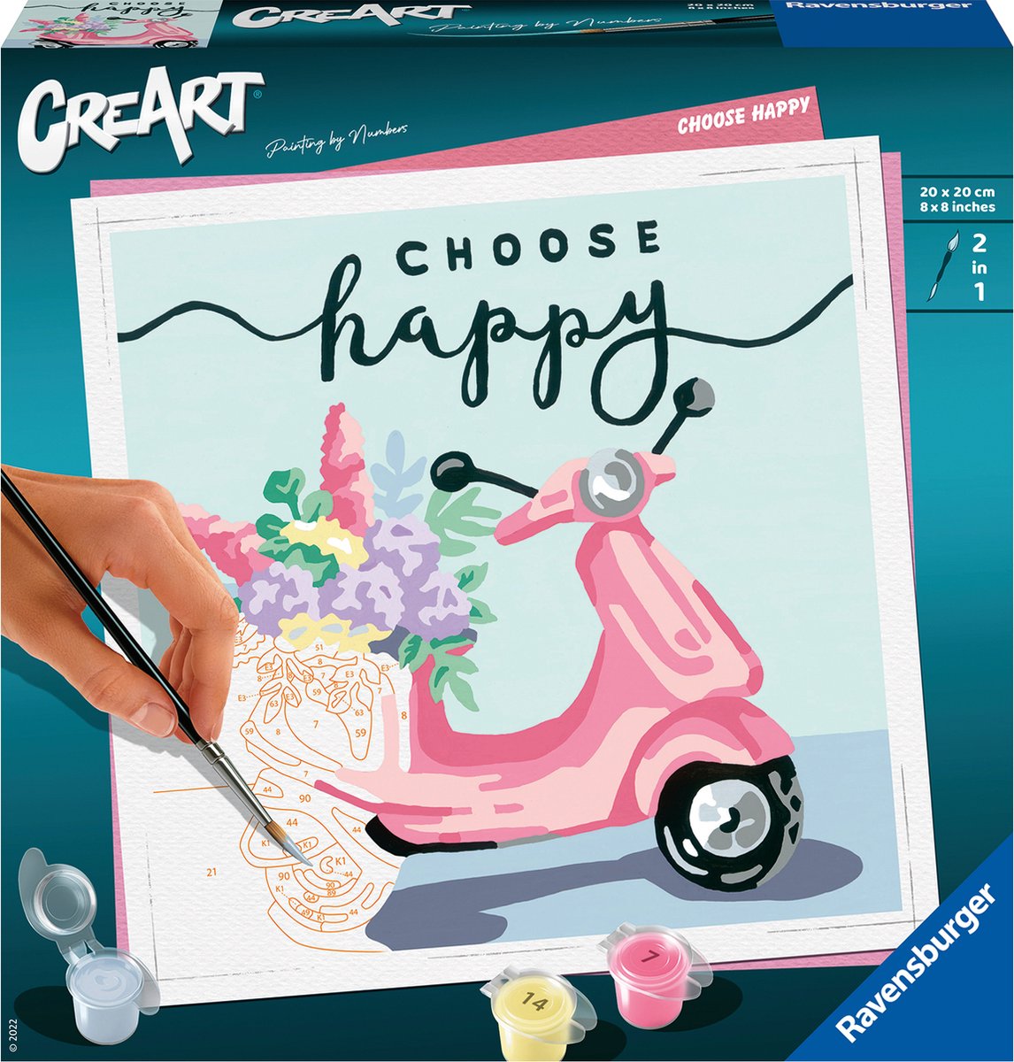   CreArt Choose happy - Schilderen op nummer voor volwassenen - Hobbypakket
