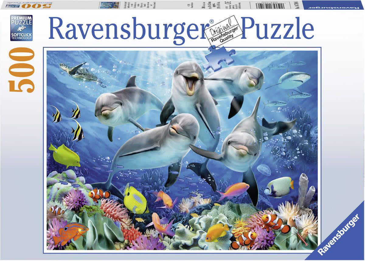   puzzel Dolfijnen in het koraalrif - Legpuzzel - 500 stukjes