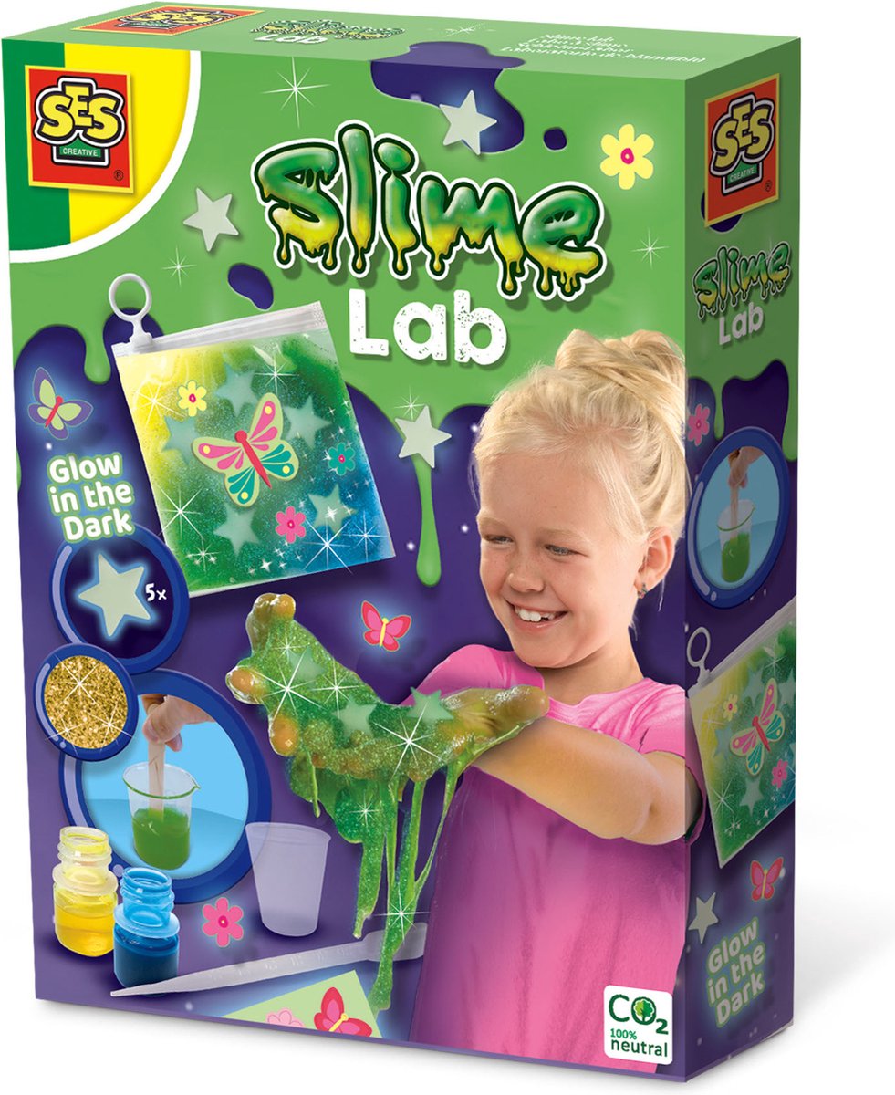   - Slime lab - Glow in the dark - maak zelf je eigen slijm - goed uitwasbaar - veilig voor kinderen