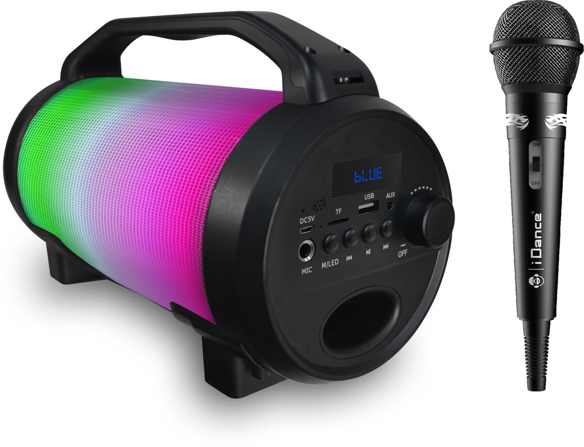   CYCLONE400BK Karaoke Set - Bluetooth Party Speaker met Disco LED-Verlichting - Inclusief Microfoon