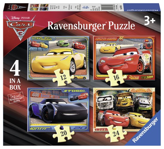   Disney Cars 3 Let’s race! Vier puzzels - 12+16+20+24 stukjes - kinderpuzzel