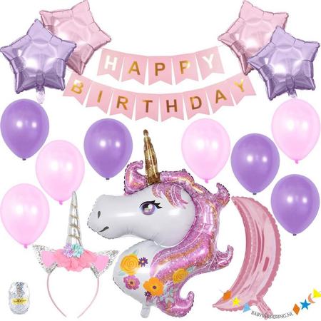 goedkoop goedkoop symbool Babyversiering.nl - Unicorn verjaardag meisje versiering - verjaardag  decoratie - meisje jarig - Uitgebreid pakket prinses - eenhoorn - Slingers  - grote balon - roze en paars - 9502416165829