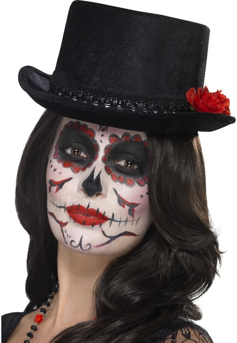 Day of the Dead Hoge Hoed Zwart met Rozen