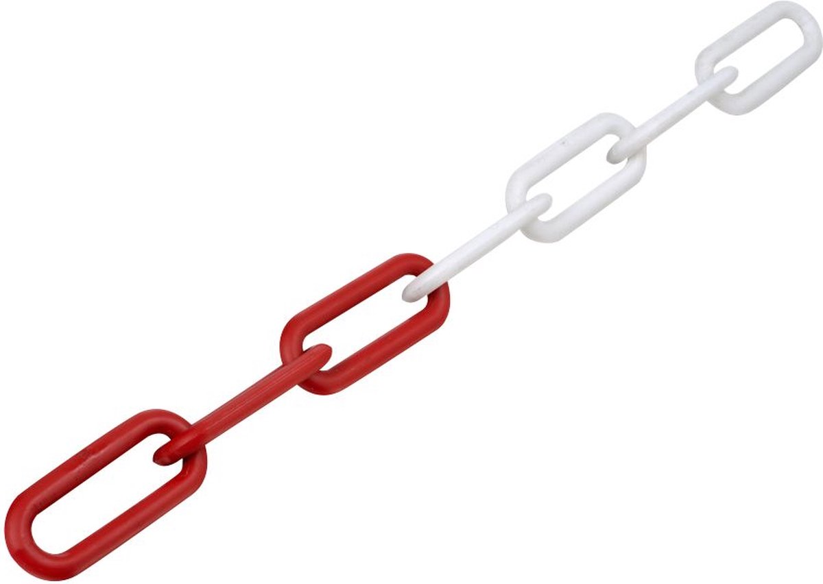 Afzetketting - stalen - 10 m - rood/wit