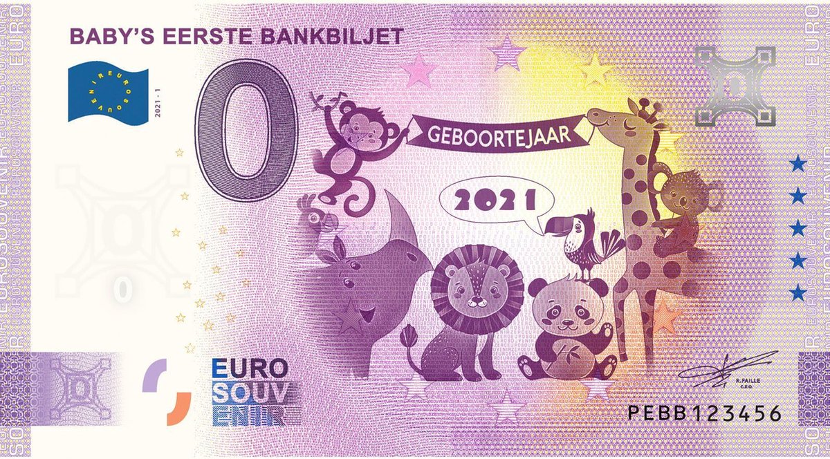 0 Euro Biljet 2021 - Babys eerste bankbiljet