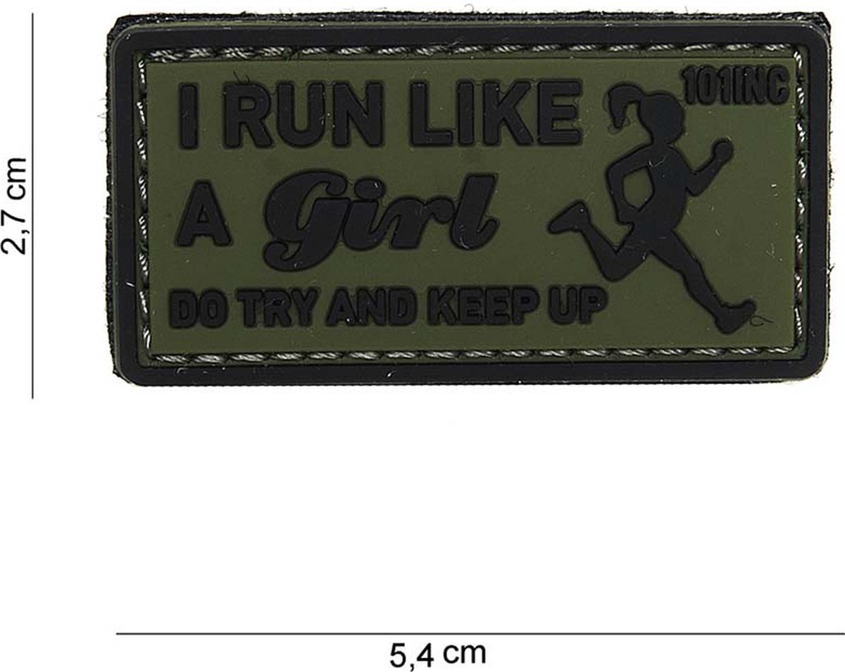 101 Inc Embleem 3D Pvc I Run Like Groen  14063