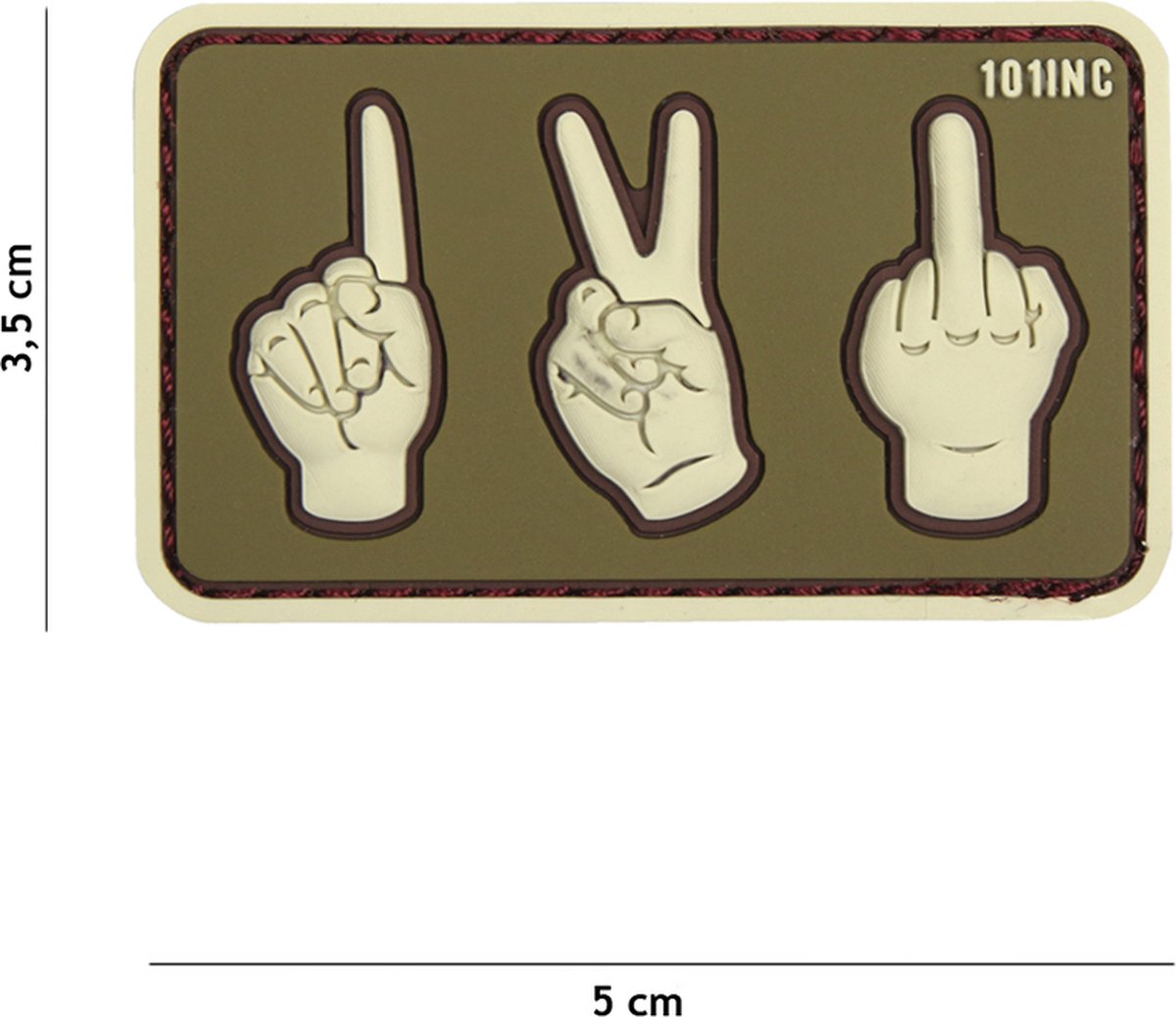 101 Inc Embleem 3D Pvc One, Two, Fuck You Groen  Beige   18078