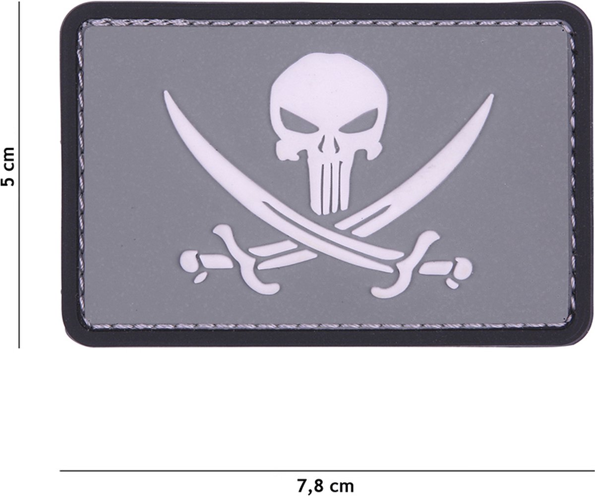 101 Inc Embleem 3D Pvc Punisher Pirate Grijs Wit  19073