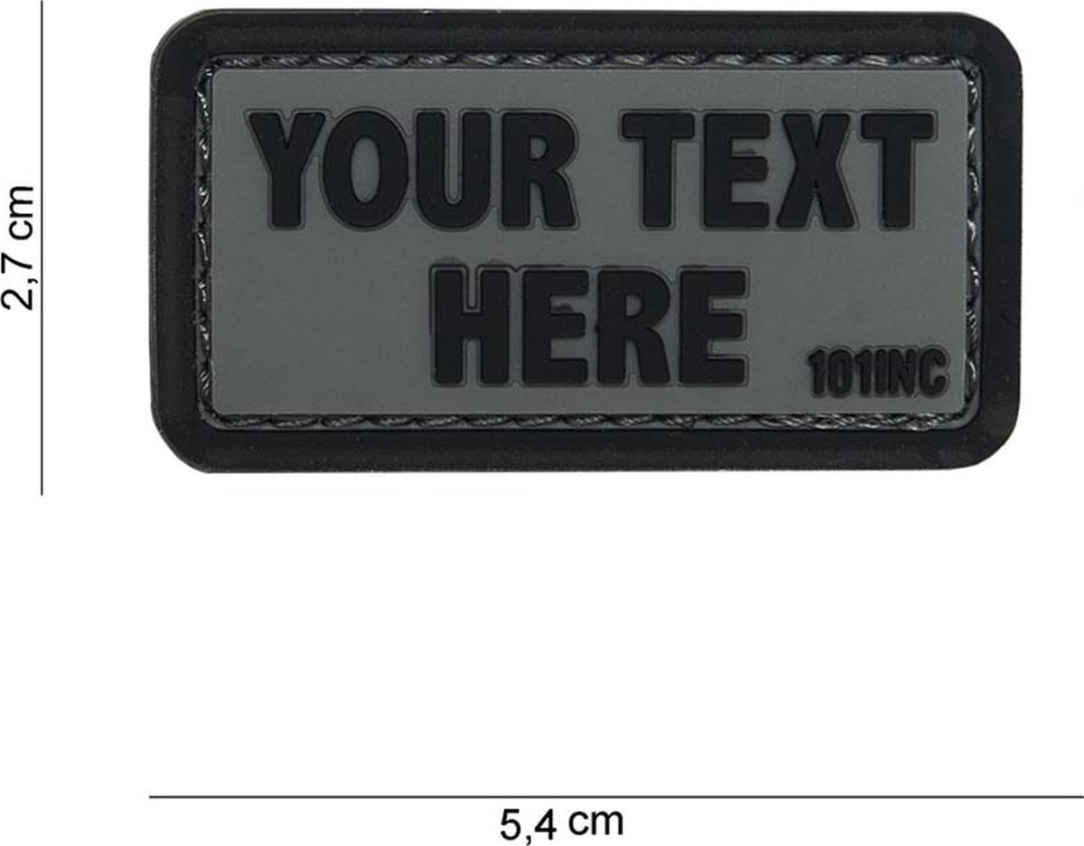 101 Inc Embleem 3D Pvc Your Text Here Grijs Zwarte Letters  14081