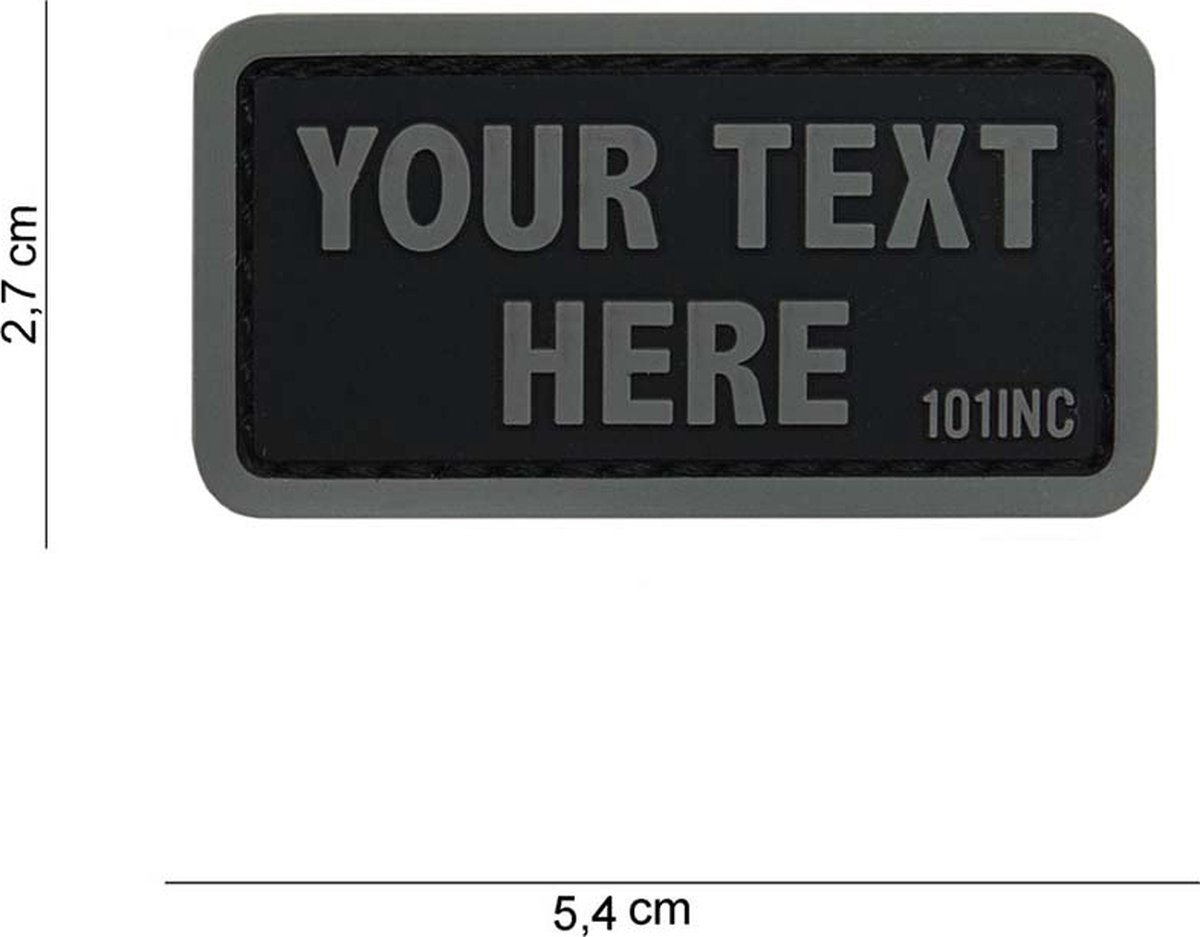 101 Inc Embleem 3D Pvc Your Text Here Zwart Grijze Letters  14080