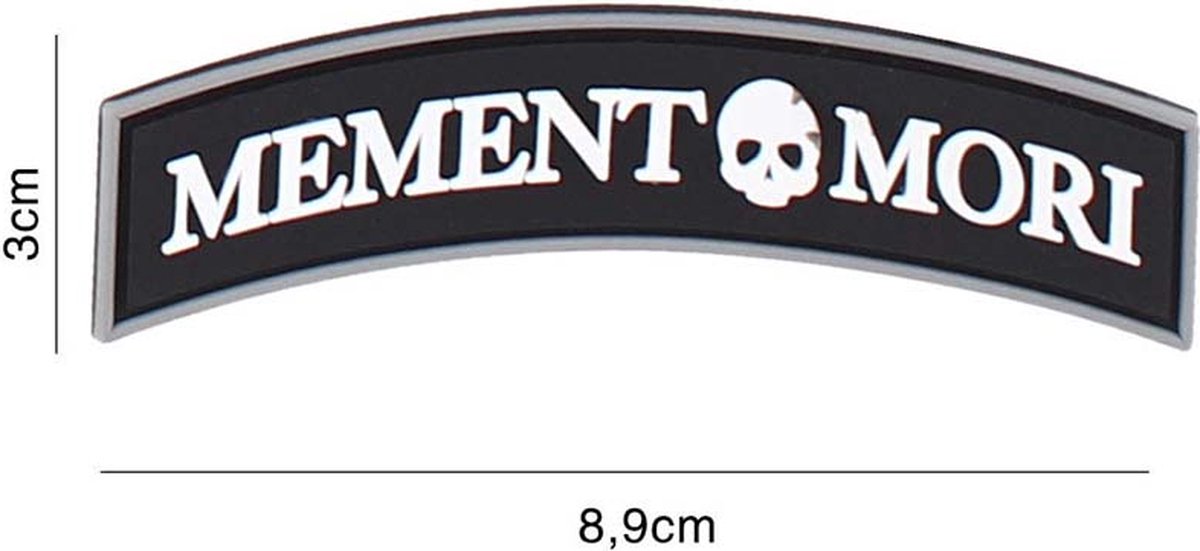 Embleem 3D PVC Memento mori tab zwart