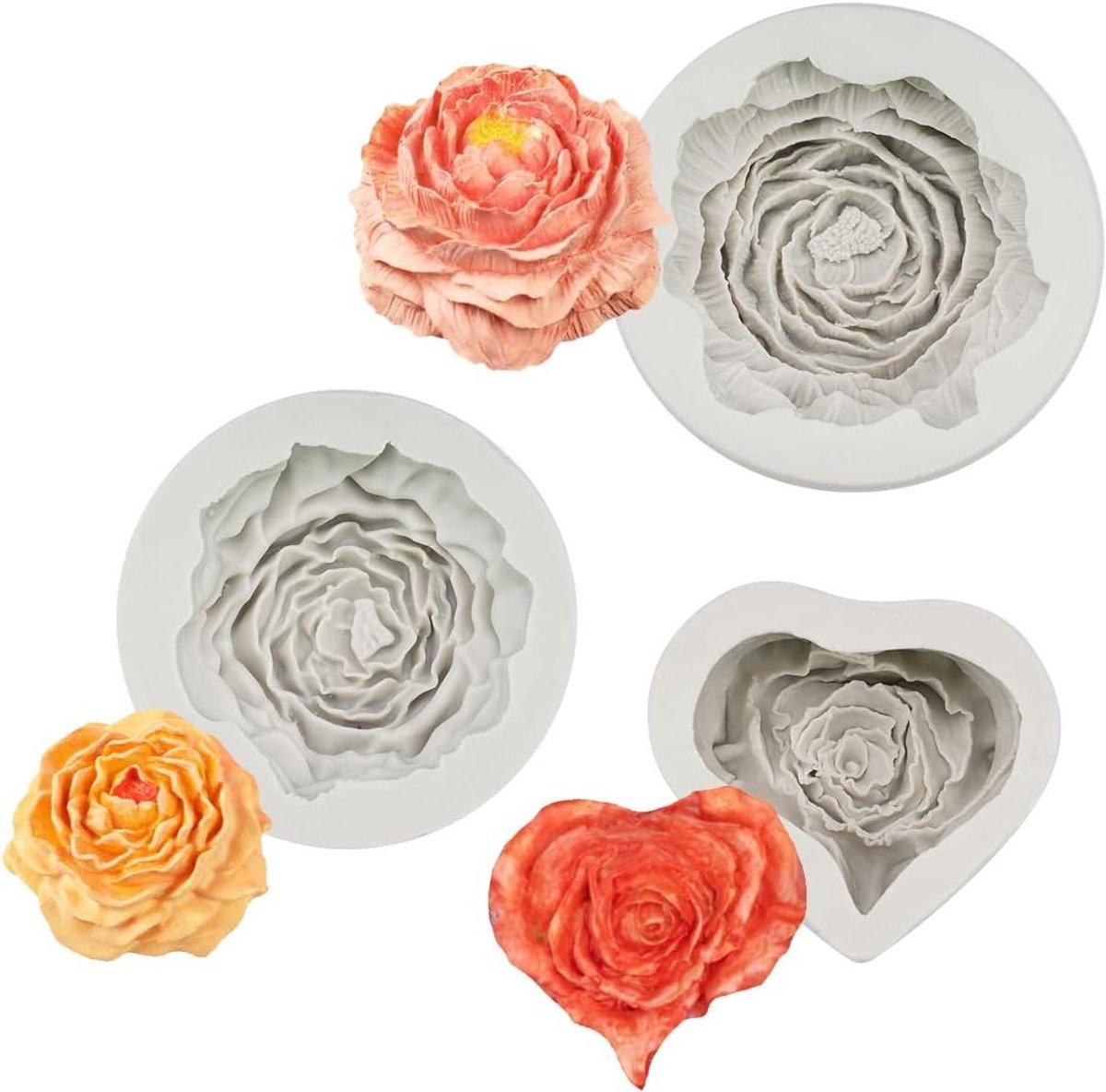 Silicone Moulds Flowers Candle Shape - 3 Piece Set for Making Handmade Scented Candles and Soap