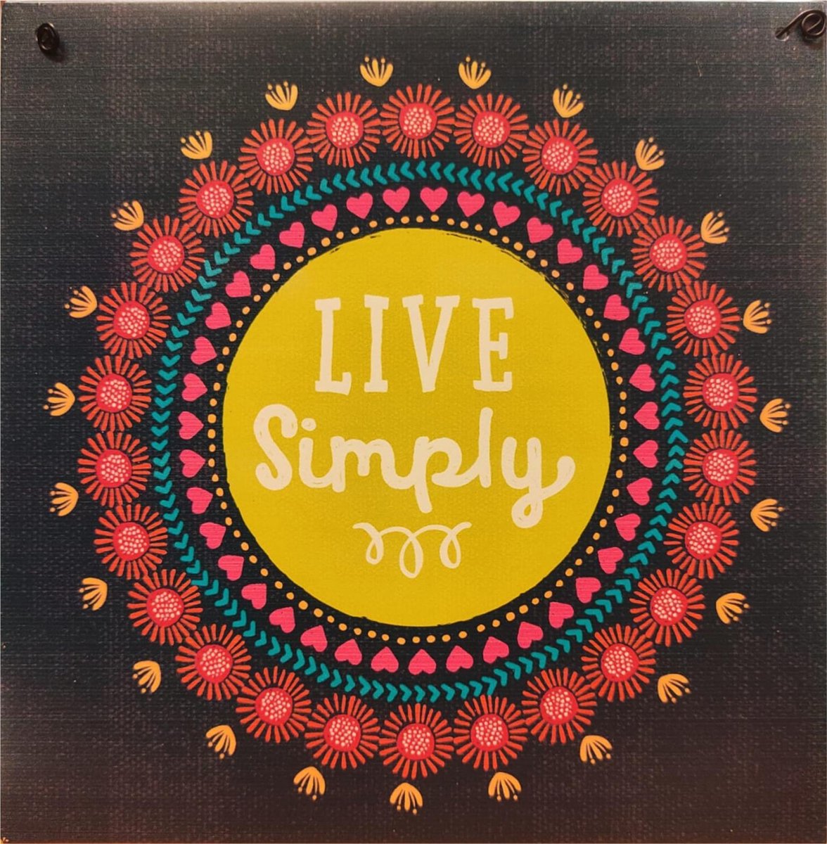 Hangdecoratie - Live simply - Metaal - 20x20cm