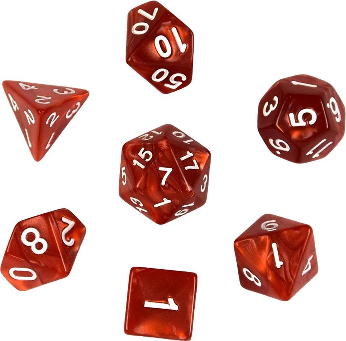 Polydice Dobbelstenenset Rood Set Van 7