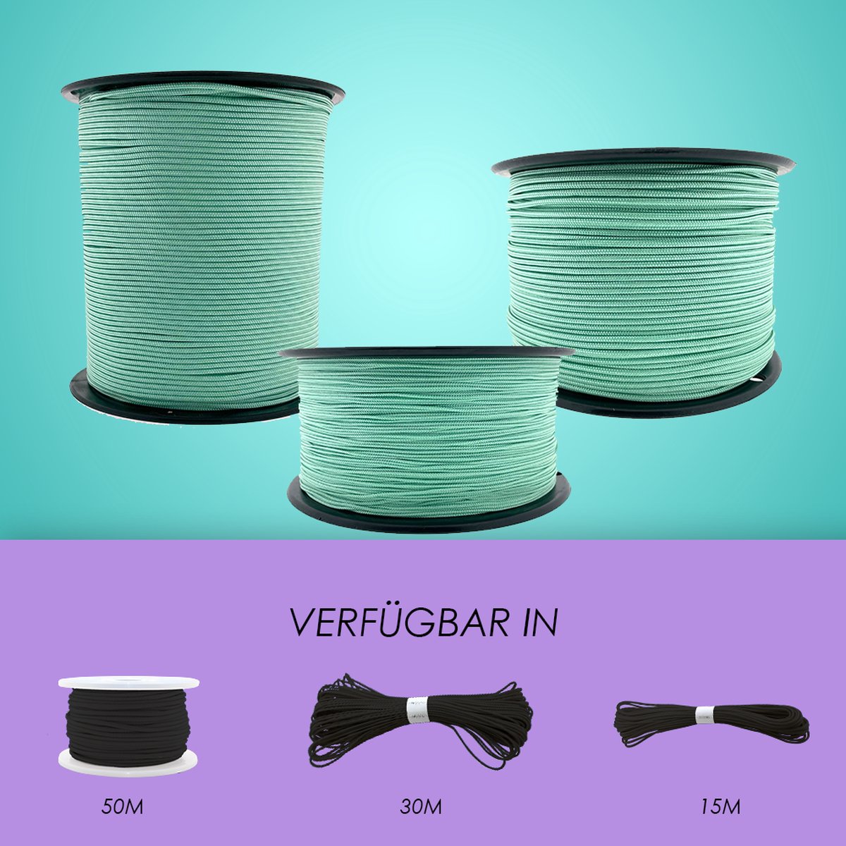 Paracord 425 type II Pastel Grun 50 Meter