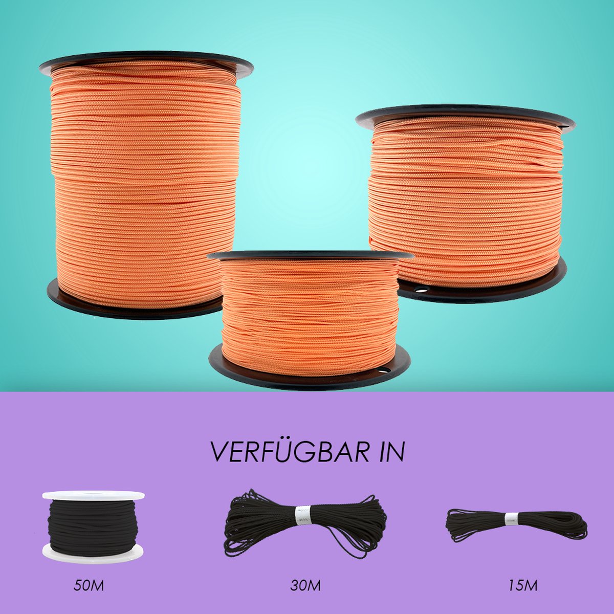 Paracord 550 type III Glamorous Peach 30 Meter