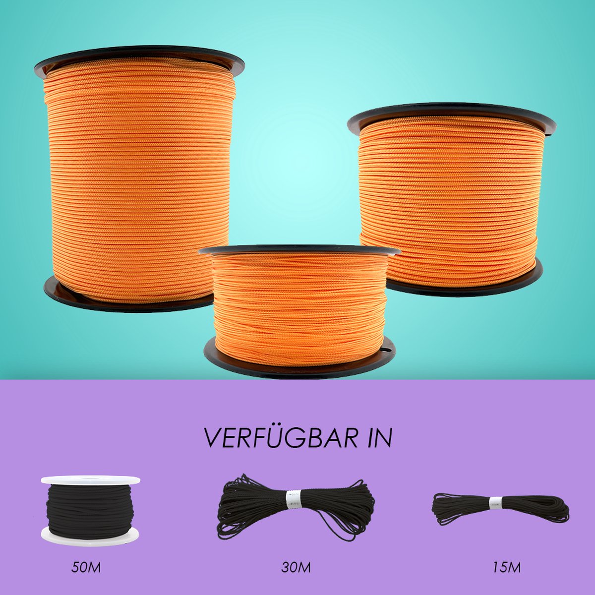 Paracord 550 type III Pastel Oranje 30 Meter