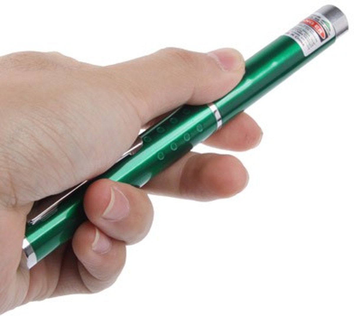 Sterke laserpen - laserpointer - presenter met rode straal in groene behuizing  luxe uitvoering.