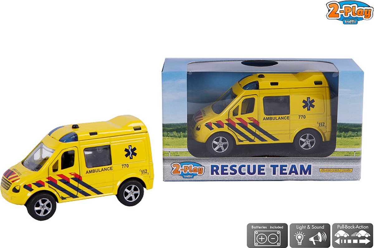 2-Play Ambulance Die Cast pull back met L/G