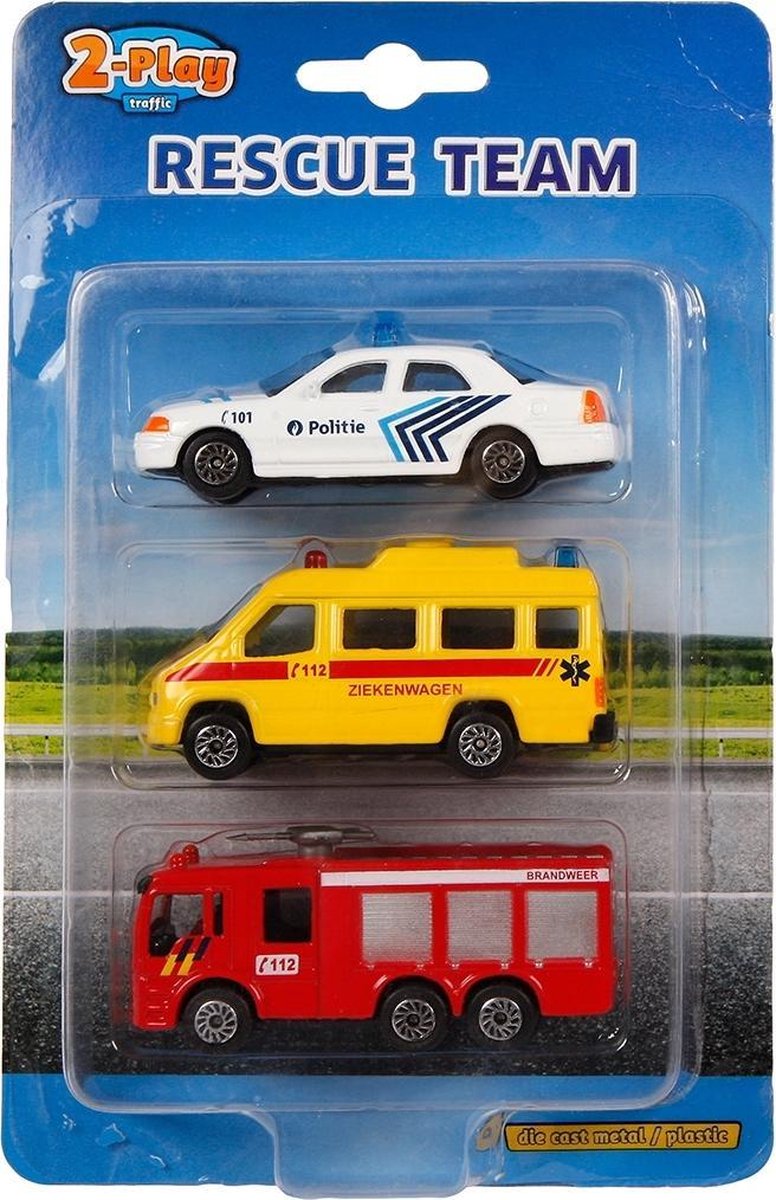 2-play Autos Rescue Team 8 Cm Junior Diecast 3-delig