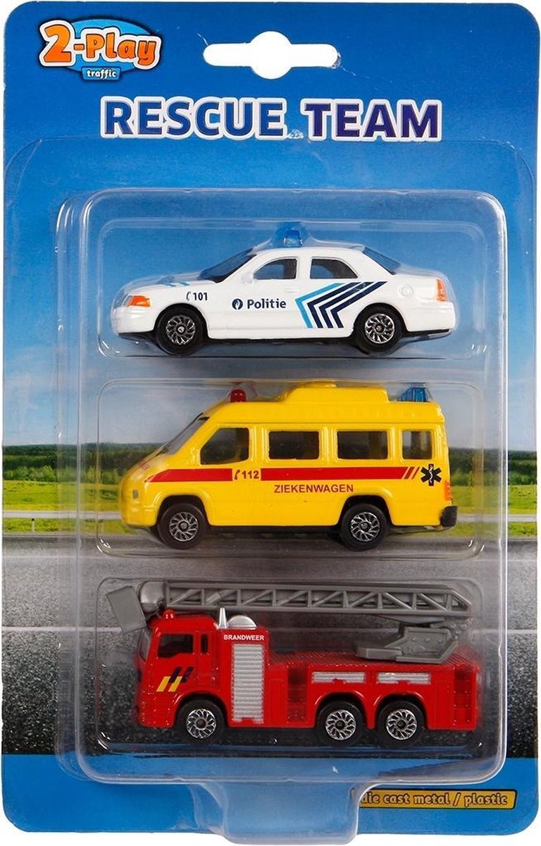 2-play Autos Rescue Team Diecast 8 Cm Junior 3-delig