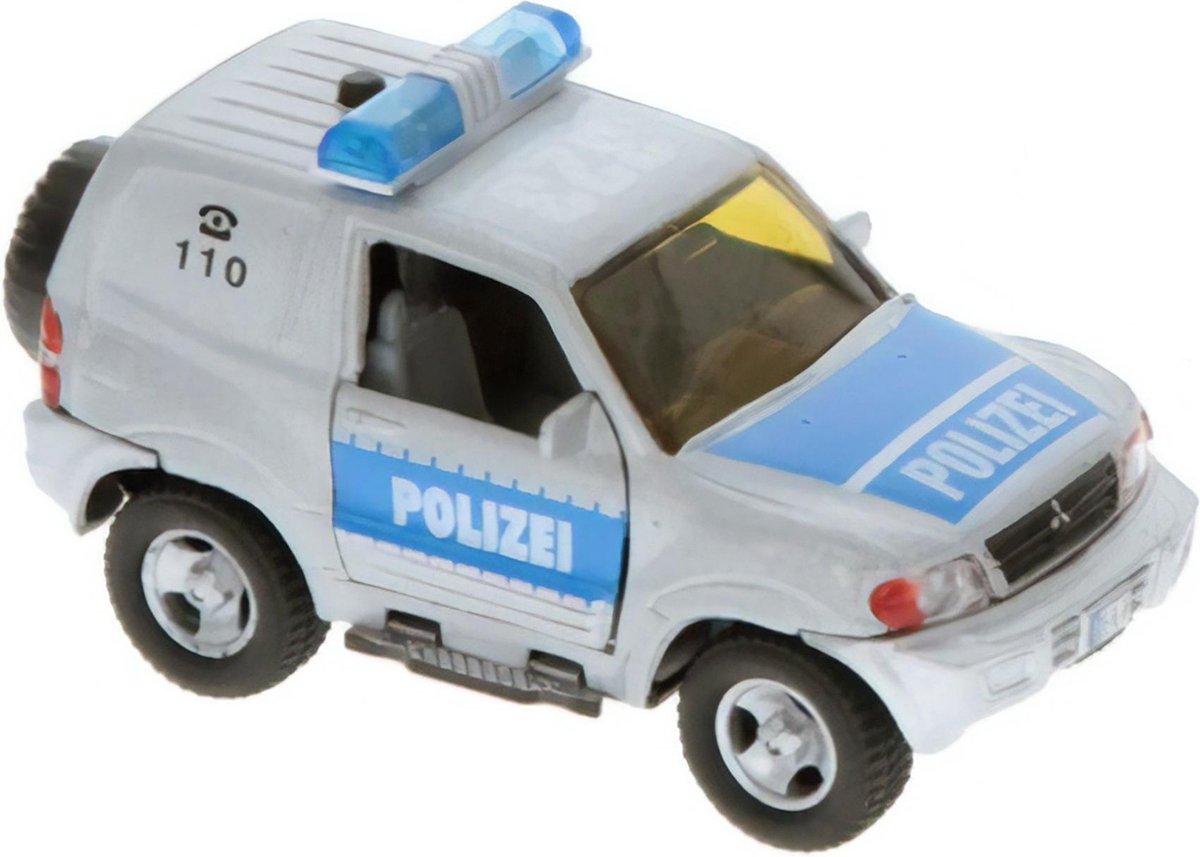 2-play Duitse Mitsubishi Politiewagen Diecast Pull-back L+g 11 Cm Zilver