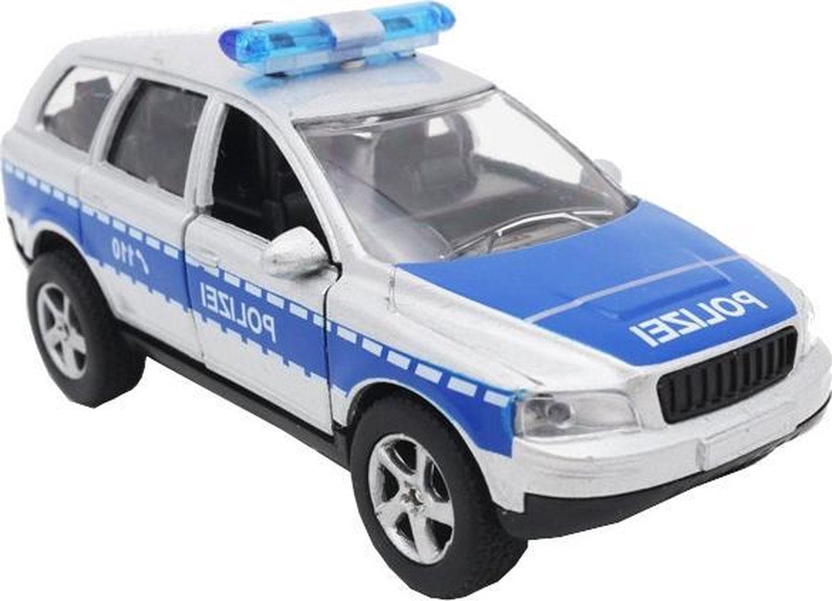 2-play Duitse Politiewagen Diecast Pull-back 11 Cm Zilvergrijs