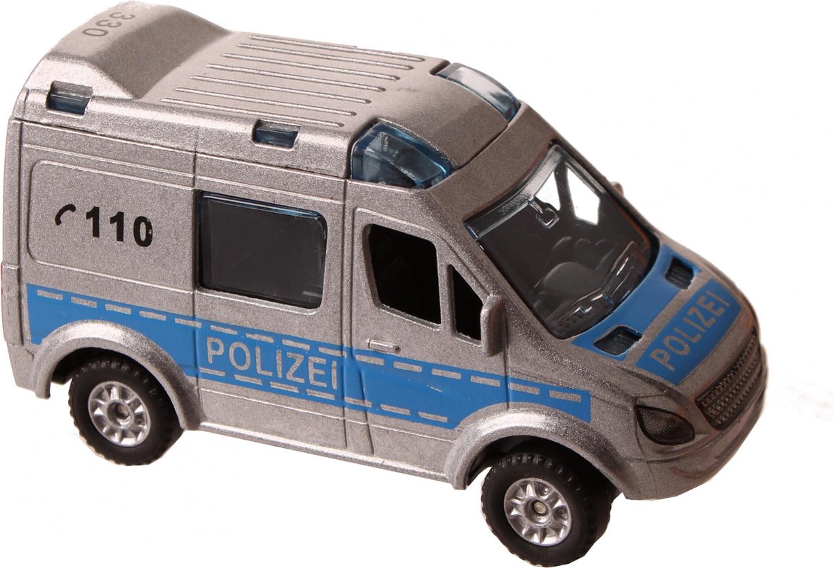 2-play Duitse Politiewagen Diecast Pull-back 8 Cm Zilver