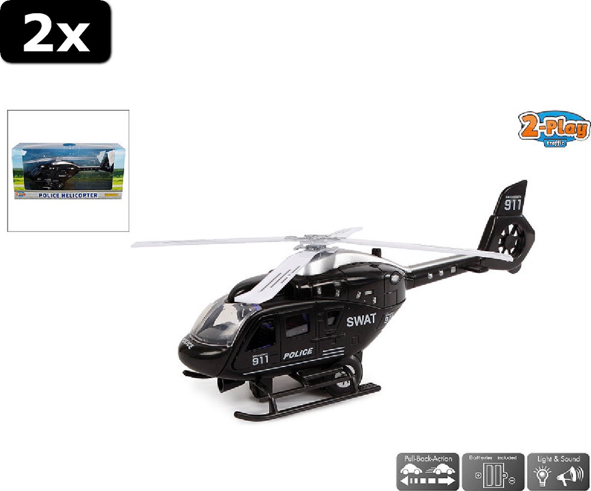 2x 2-Play Helicopter politie USA die cast met licht en geluid