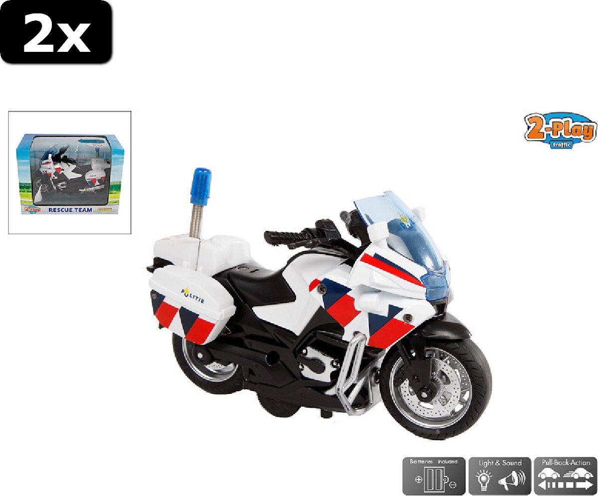 2x 2-Play Politie Motor NL 13cm met L/G