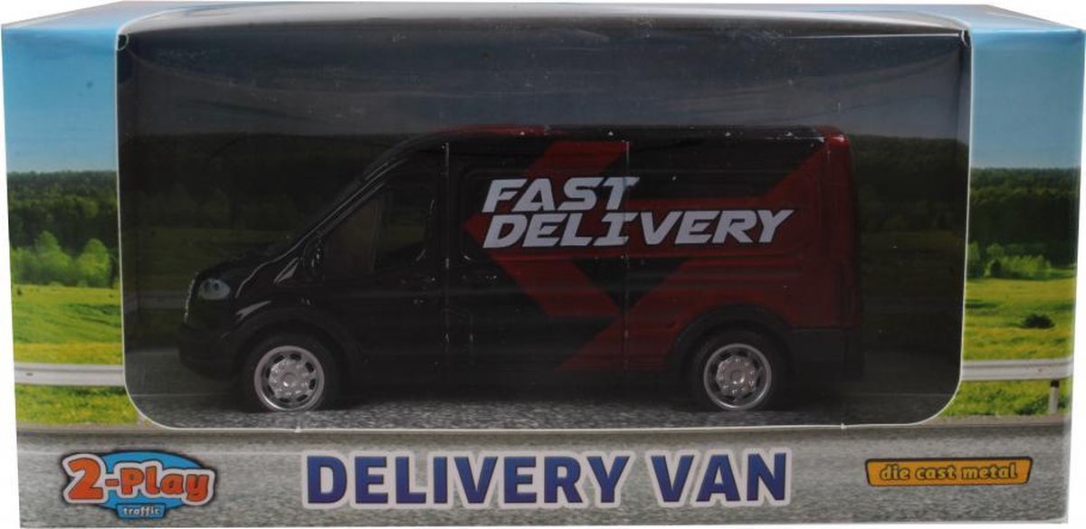 schaalmodel Ford Transit bestelbus pull-back zwart