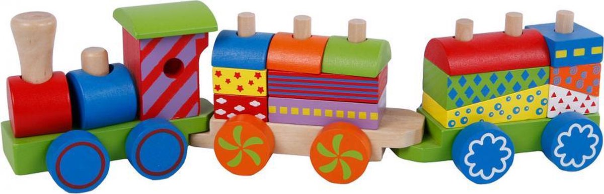 treinset met 2 wagons junior 34 x 8,5 cm hout