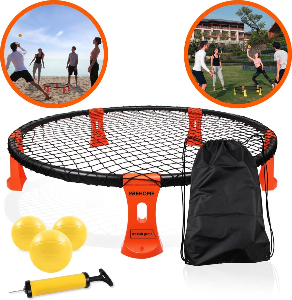 Spikeball - Spikeball Set - Buitenspel - Roundball - Roundnet - Balspel - Slam ball - Smash ball - Spellen voor Volwassenen - Spellen Kinderen - Oranje