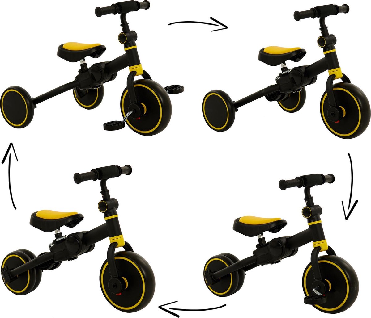 2Cycle 4 in 1 Driewieler-Loopfiets - Geel