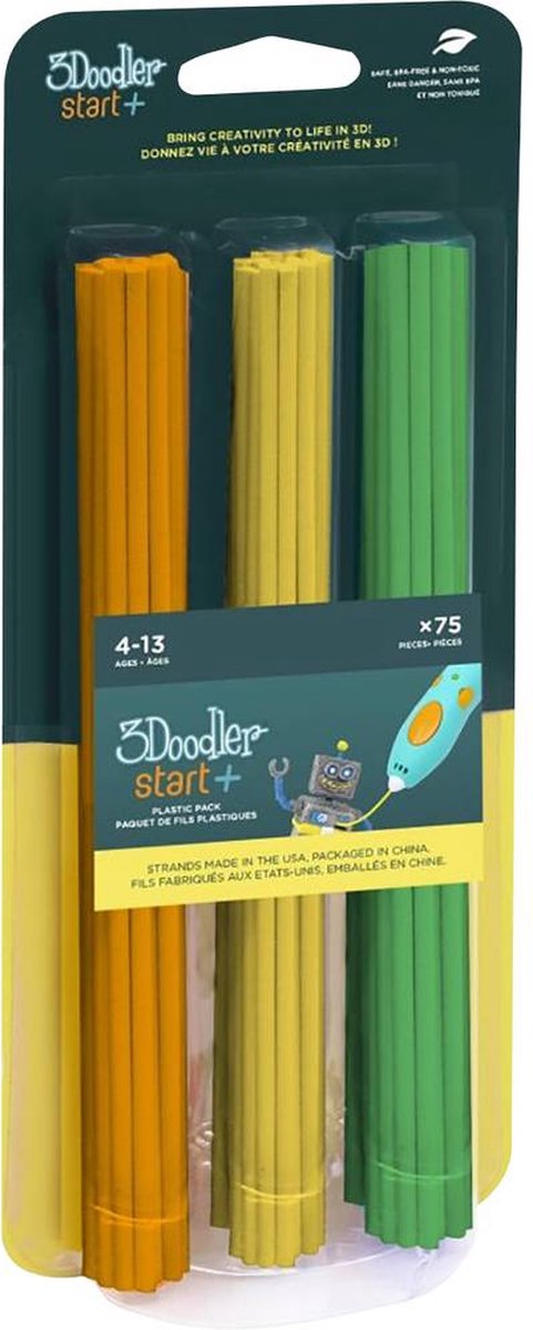 3Doodler Start+ Navulverpakking 75 Kleurstaafjes - oranje/geel/groen