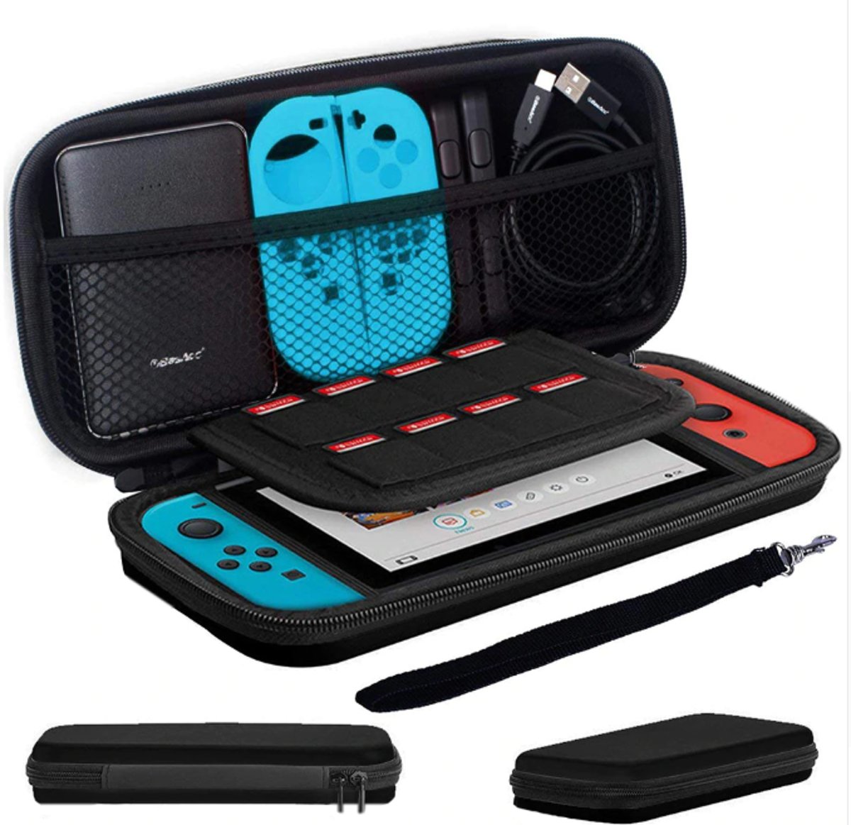 Nintendo Switch Case - Premium Nintendo switch opberghoes - 3 in 1 set Nintendo Switch case - Nintendo Switch hoes - Met screen protector en andere coole accessoires  - Consolehoes - Beschermhoes Nintendo Switch - Nintendo Switch opbergen - Zwart