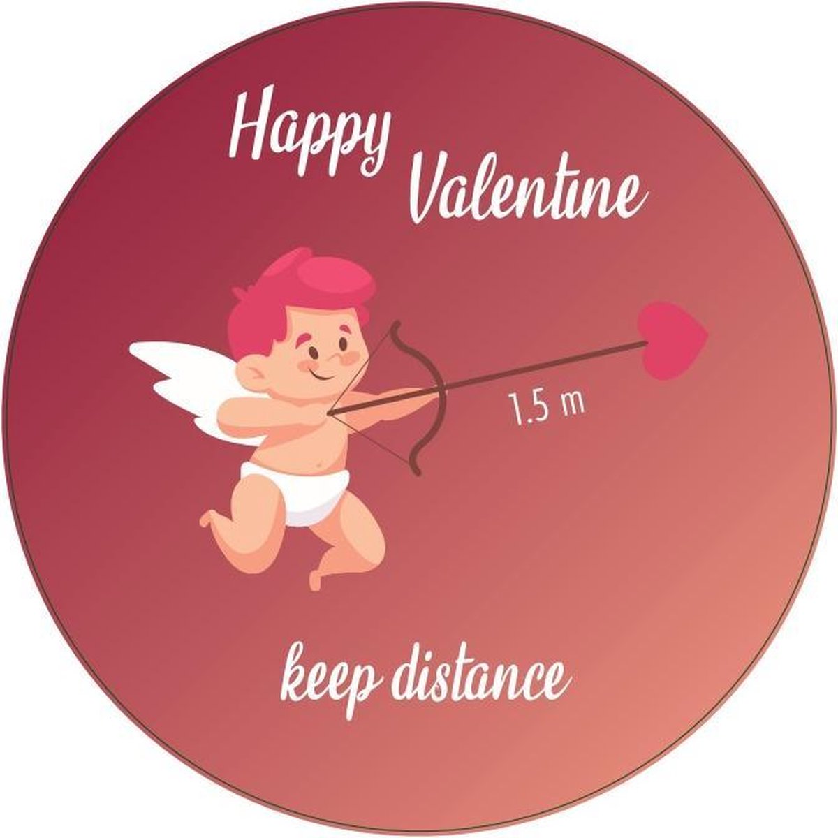 Corona covid valentijn vloersticker rond met laminaat- Valentijn- afstand houden-1m50- diameter 42.5cm- 5stuks