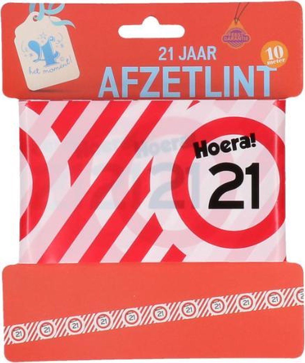 Afzetlint Hoera! 21 - 21 jaar - 4 het moment! - 10 meter