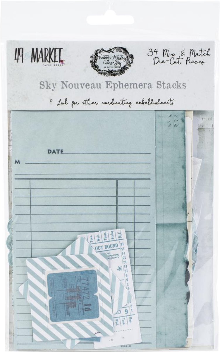 49 And Market  Vintage Artistry Sky Nouveau Ephemera Stack (VAC32747)