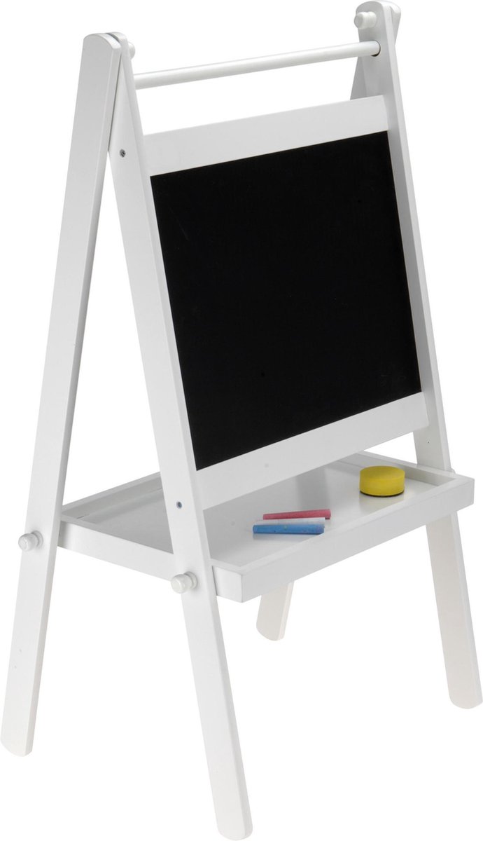 4goodz Wit schoolbord krijtbord inclusief toebehoren - 35x35x78,5 cm