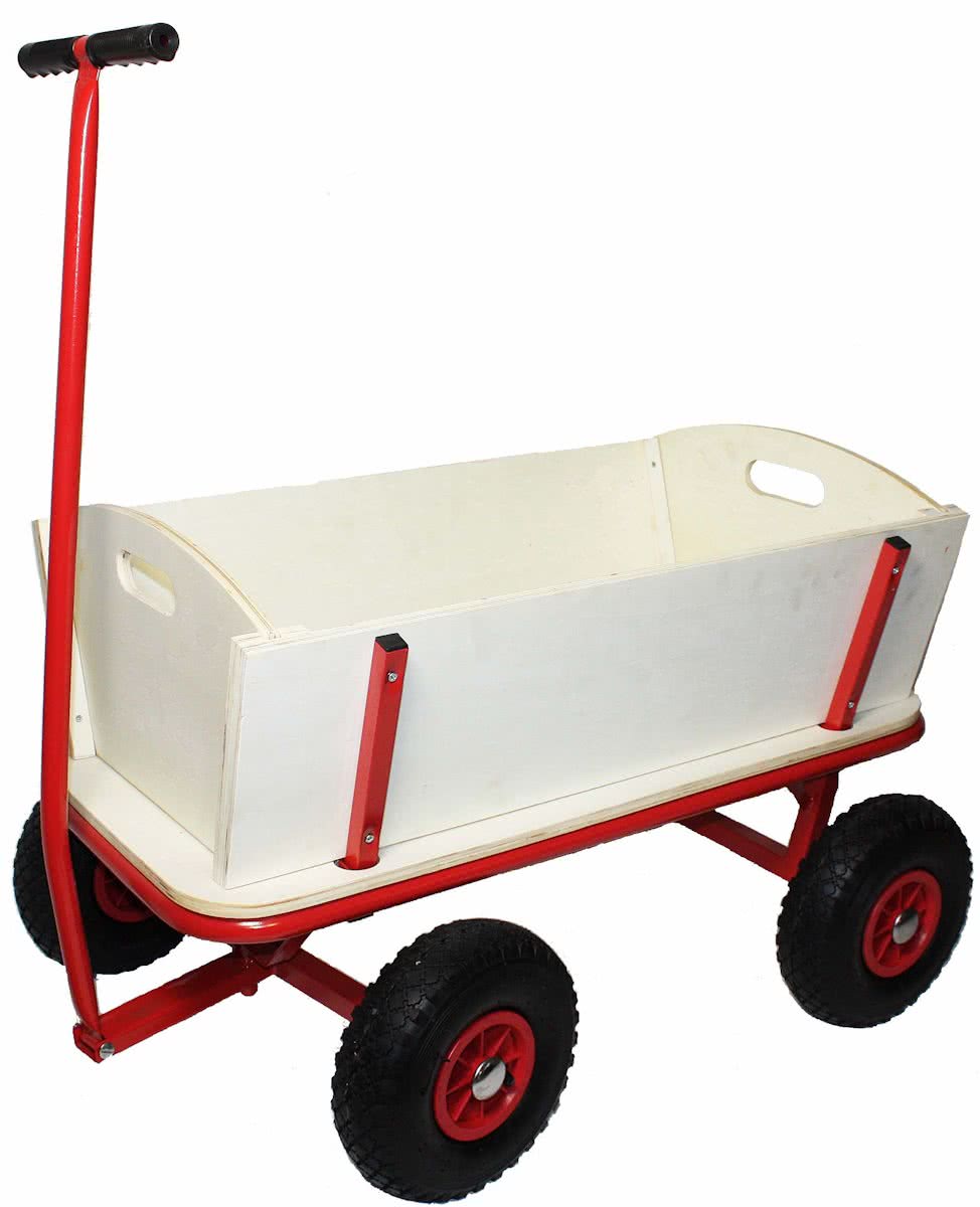 Houten Bolderwagen - ca. 97cm x 61cm x 59cm - luchtbanden - 4Goodz