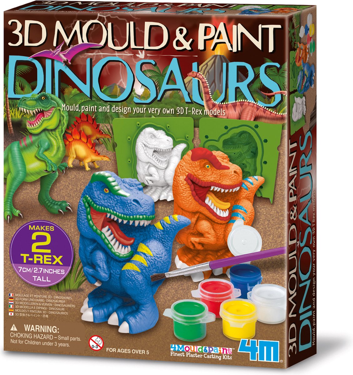 4M Crea GIPS GIETEN EN VERVEN: 3D DINOSAURUS, doos 22x18x5cm, 5+