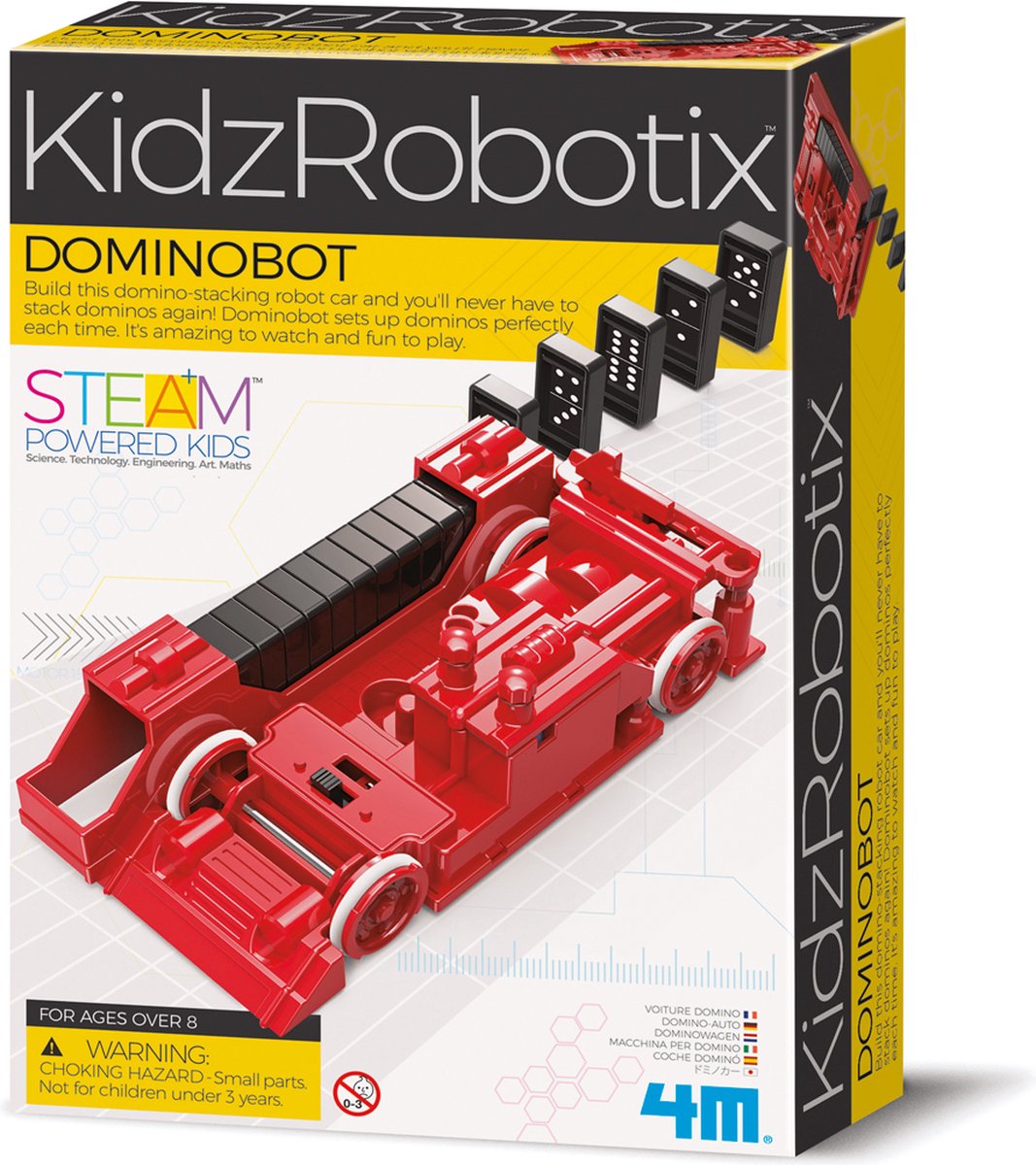 4M KIDZROBOTIX: DOMINOBOT 16-57cm, met gedetailleerde instructies, werkt op 2x1.5V AAA batterijen (niet inbegrepen), doos,  8+