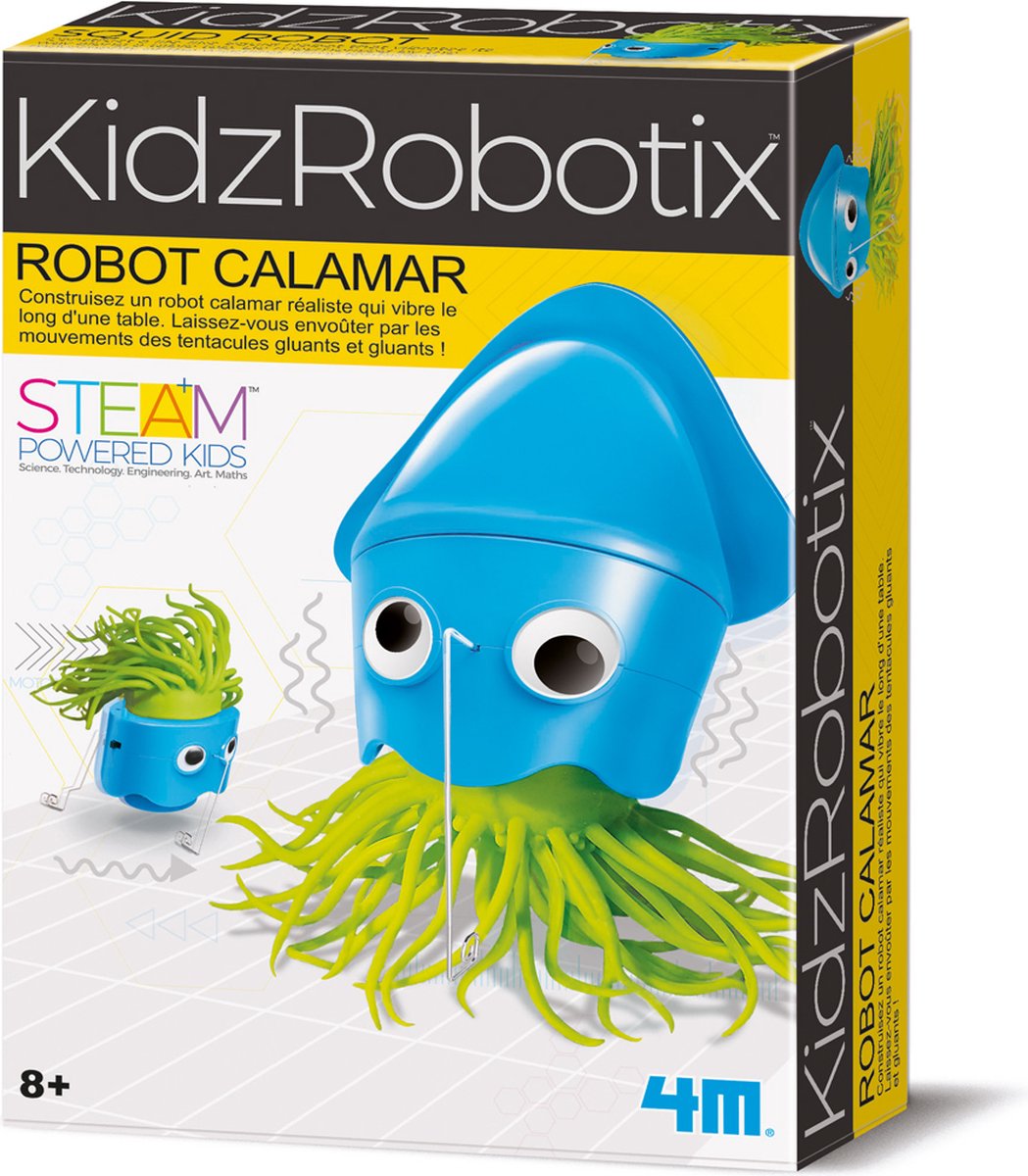 4M KIDZROBOTIX: INKTVIS ROBOT 8,5x7x14cm / FRANSTALIGE VERPAKKING, met gedetailleerde instructies, werkt  op 2x1.5V AAA batterijen (niet inbegrepen), doos,  8+