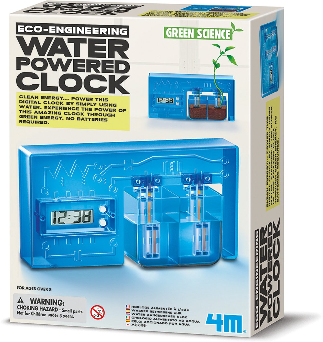 4M Kidzlabs GREEN SCIENCE/Eco-Engineering: WATER-POWERED CLOCK 17x8x2cm, met ged