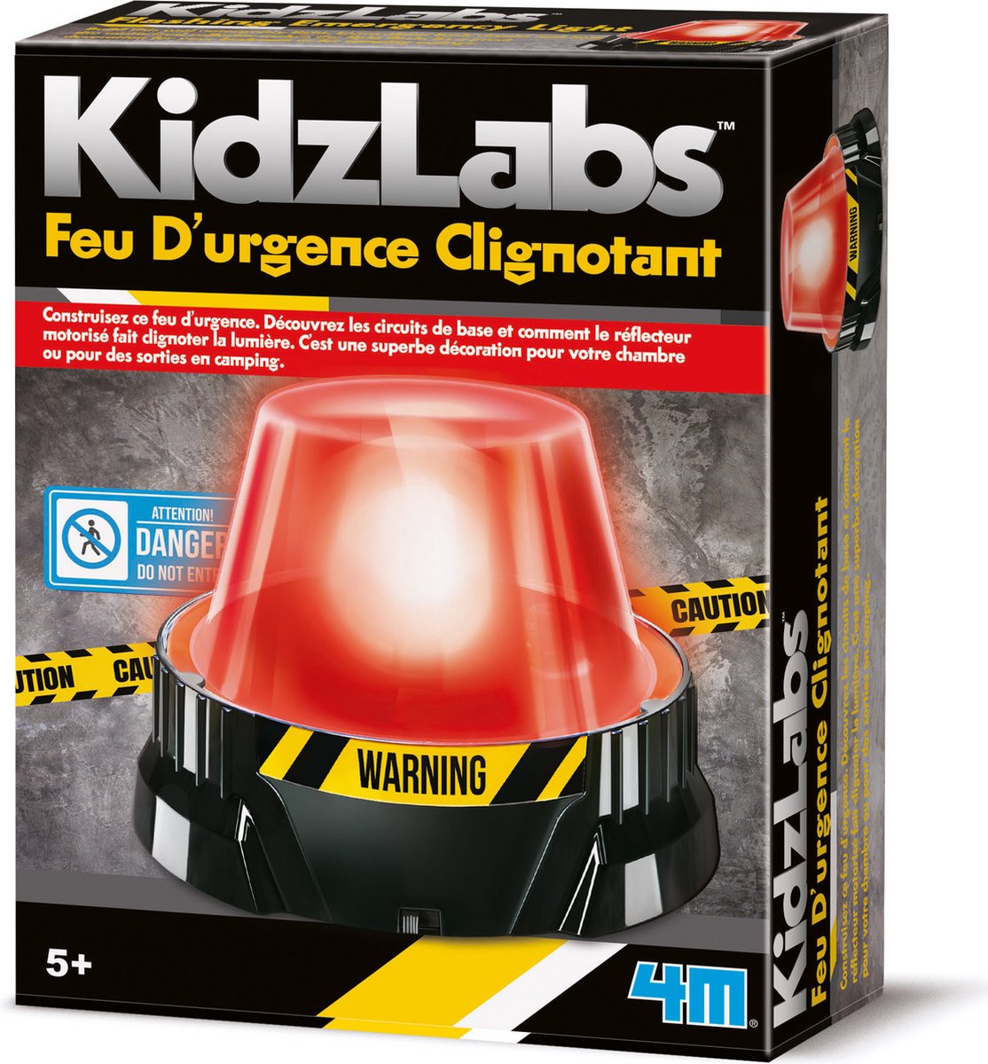 4M Kidzlabs: KNIPPEREND NOODLICHT 8,5cm / F R A N S T A L I G E VERPAKKING, met gedetailleerde instructies,  werkt  op 2x1.5V  AAA batterijen (niet inbegrepen), in doos 17x22x6cm, 5+