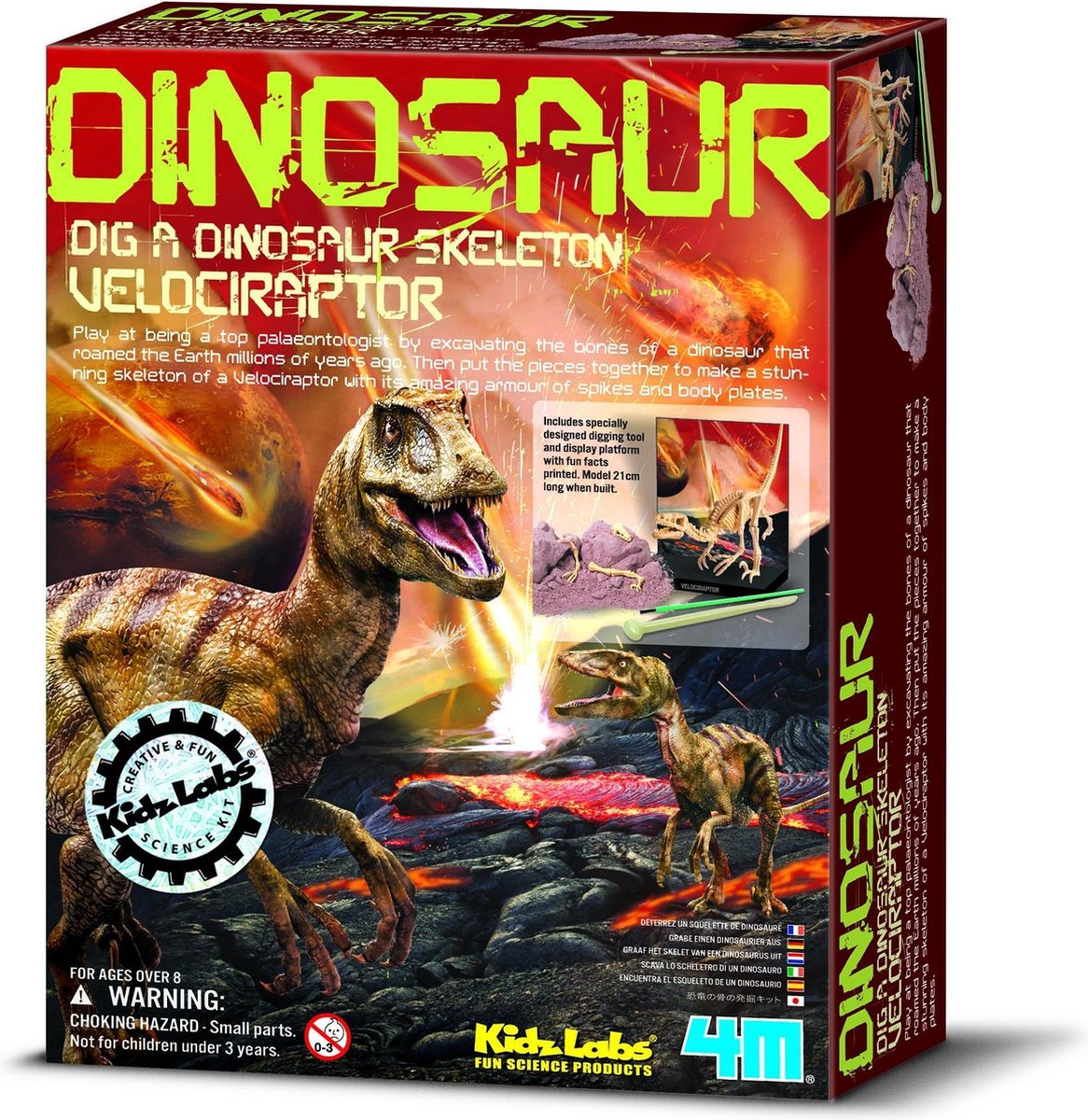 4m Kidzlabs: graaf-je-dinosaurus-op velociraptor franstalig